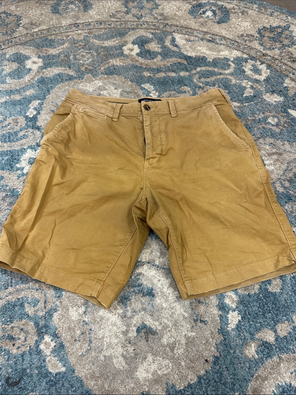 American Eagle Outfitters Men's Tan Flat Front Shorts